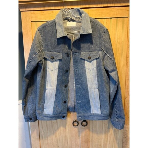 Latest TRIARCHY / ATELIER Denim 2 tones blue 100% cotton denim jacket size Small - Picture 2 of 7